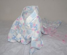 画像1: 浴衣(水色市松　うさぎと桜):M (1)