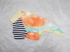 画像3: 星カラフルグラデ×ボーダー袖（綿ニット）-Ｔシャツ4号 (3)