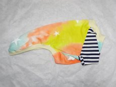 画像4: 星カラフルグラデ×ボーダー袖（綿ニット）-Ｔシャツ4号 (4)